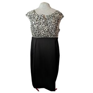 Addition Elle sz20W stretch white w/ black pencil skirt cap sleeve dress VGUC